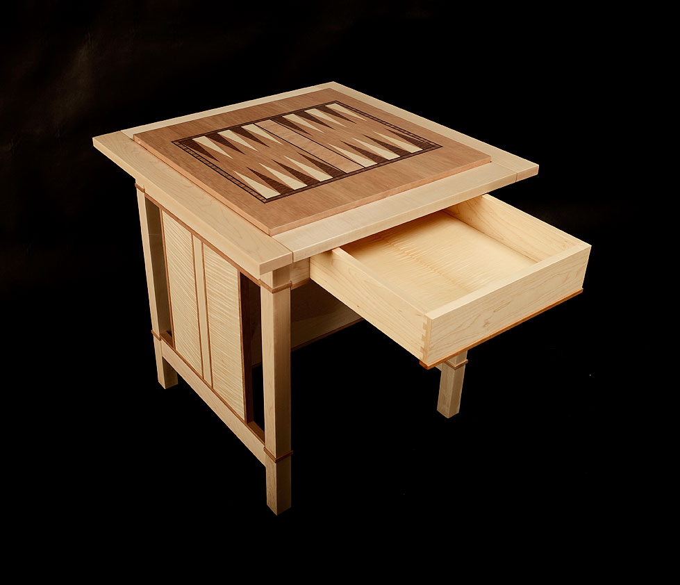 Backgammon And Drawer Open Web Singing Dog Furniture Backgammon Board Up And In Place With Drawer Open